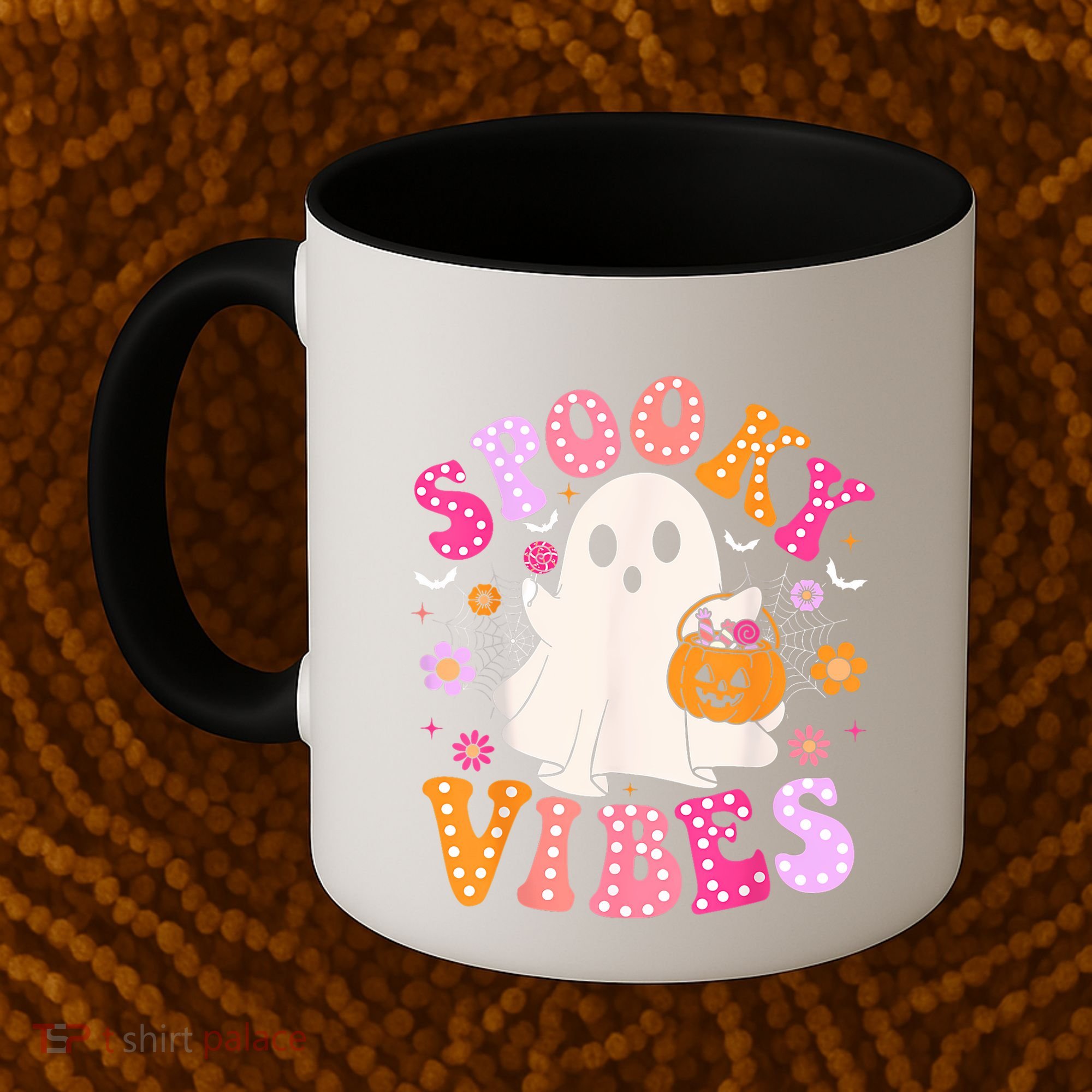 Spooky Vibes Ghost Retro Groovy Halloween Women Coffee Mug