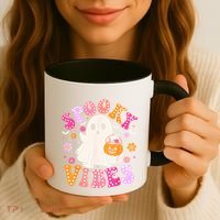 Spooky Vibes Ghost Retro Groovy Halloween Women Coffee Mug thumb 3