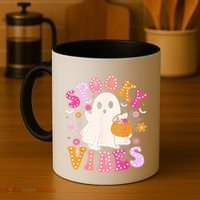 Spooky Vibes Ghost Retro Groovy Halloween Women Coffee Mug thumb 4