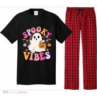 Spooky Vibes Ghost Retro Groovy Halloween Women Pajama Set thumb 0