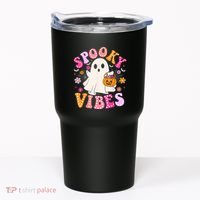 Spooky Vibes Ghost Retro Groovy Halloween Women Tumbler thumb 0