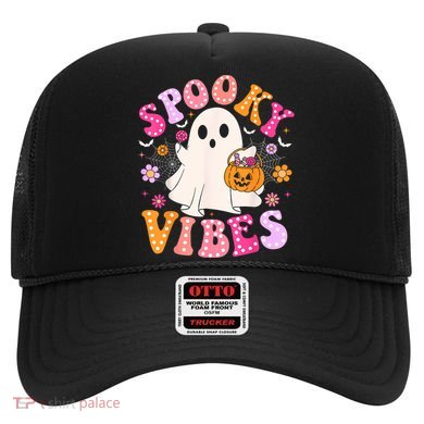 Spooky Vibes Ghost Retro Groovy Halloween Women Hat