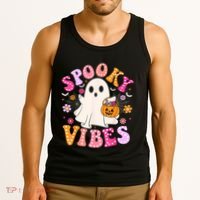 Spooky Vibes Ghost Retro Groovy Halloween Women Tank Top thumb 3