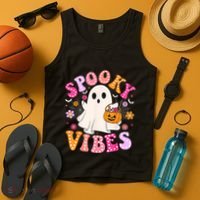 Spooky Vibes Ghost Retro Groovy Halloween Women Tank Top thumb 4