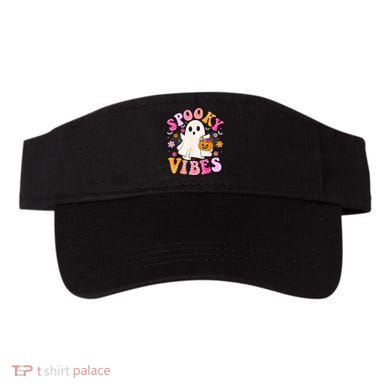 Spooky Vibes Ghost Retro Groovy Halloween Women Visor