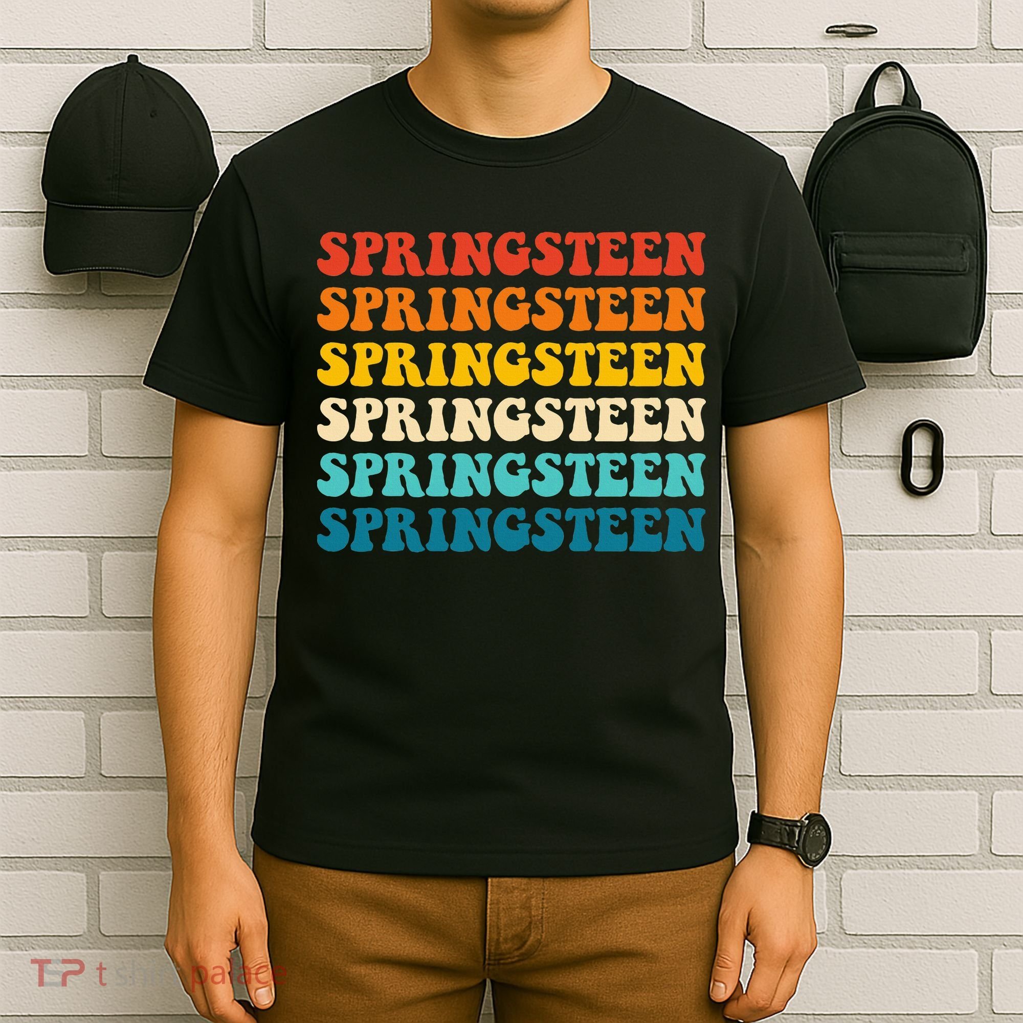 Springsteen Vintage Groovy Retro Party Everyday Casual T-Shirt