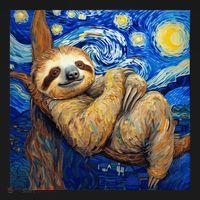 Sloth Van Gogh Style Starry Night Doggie Tank thumb 4