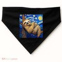 Sloth Van Gogh Style Starry Night USA-Made Doggie Bandana thumb 0