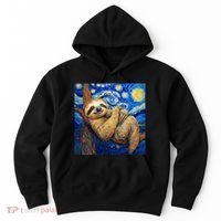Sloth Van Gogh Style Starry Night Hoodie thumb 0