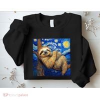 Sloth Van Gogh Style Starry Night Sweatshirt thumb 2