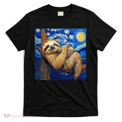 Sloth Van Gogh Style Starry Night T-Shirt