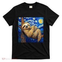 Sloth Van Gogh Style Starry Night T-Shirt thumb 0