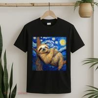 Sloth Van Gogh Style Starry Night T-Shirt thumb 2
