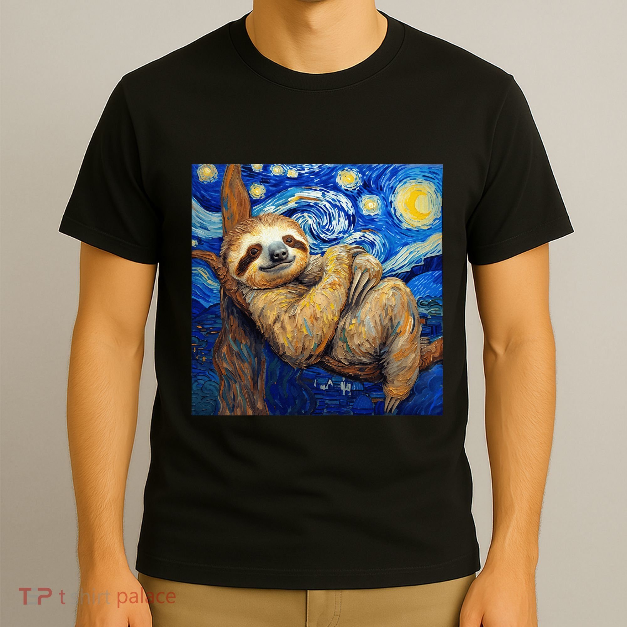 Sloth Van Gogh Style Starry Night T-Shirt