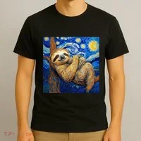 Sloth Van Gogh Style Starry Night T-Shirt thumb 3