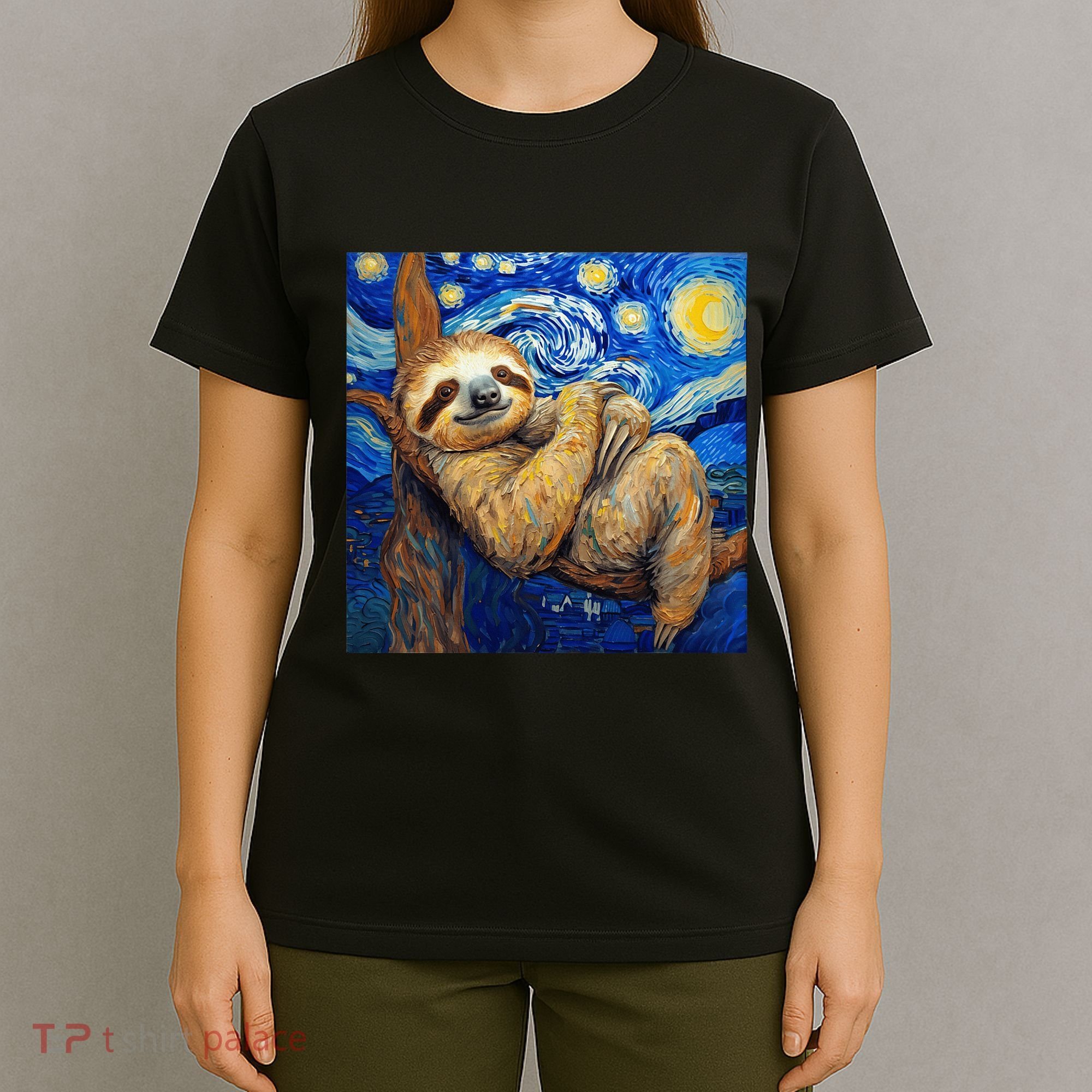 Sloth Van Gogh Style Starry Night T-Shirt
