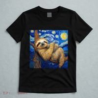 Sloth Van Gogh Style Starry Night T-Shirt thumb 5