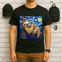 Sloth Van Gogh Style Starry Night T-Shirt thumb 6