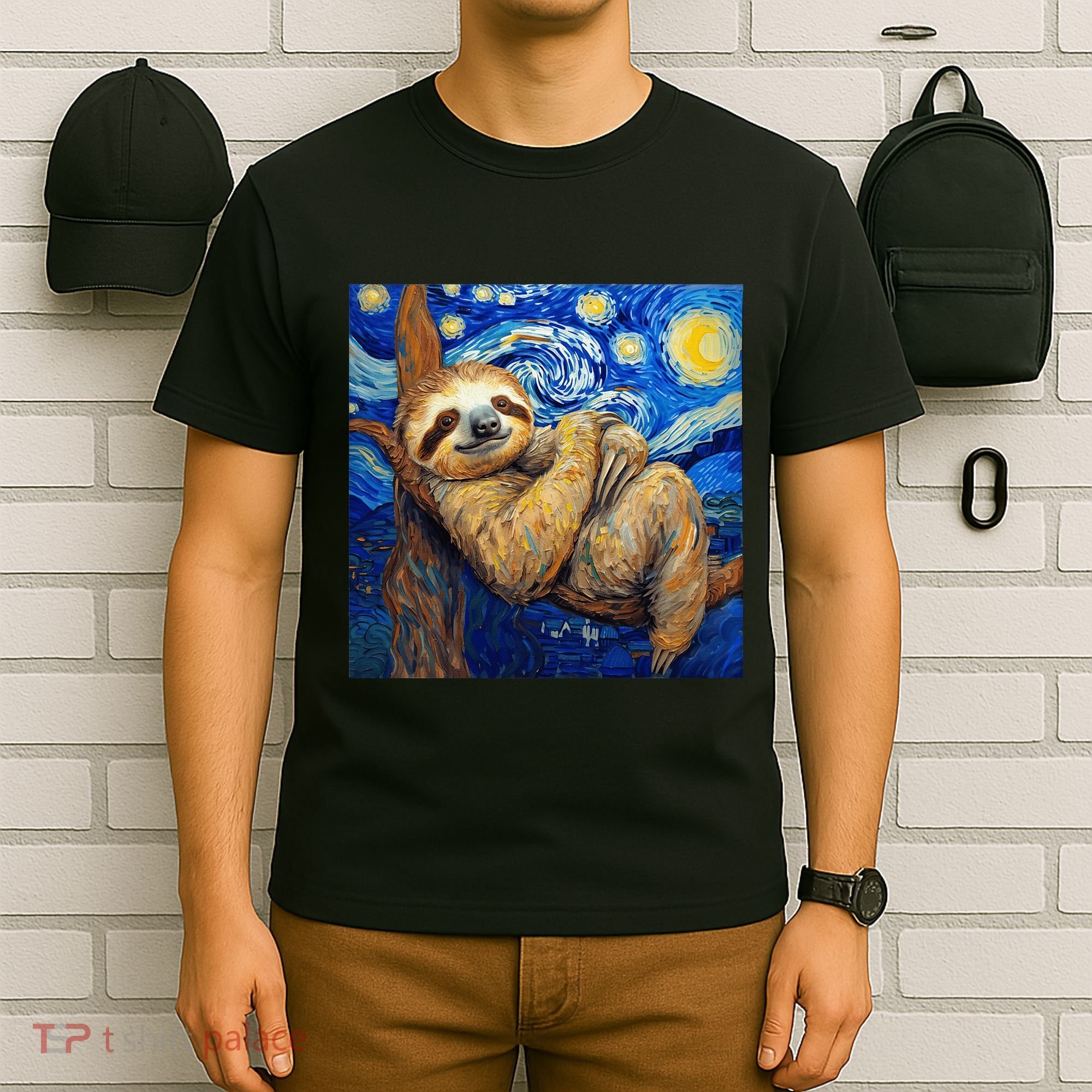 Sloth Van Gogh Style Starry Night T-Shirt