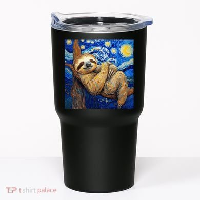 Sloth Van Gogh Style Starry Night Tumbler