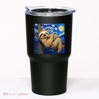 Sloth Van Gogh Style Starry Night Tumbler thumb 0