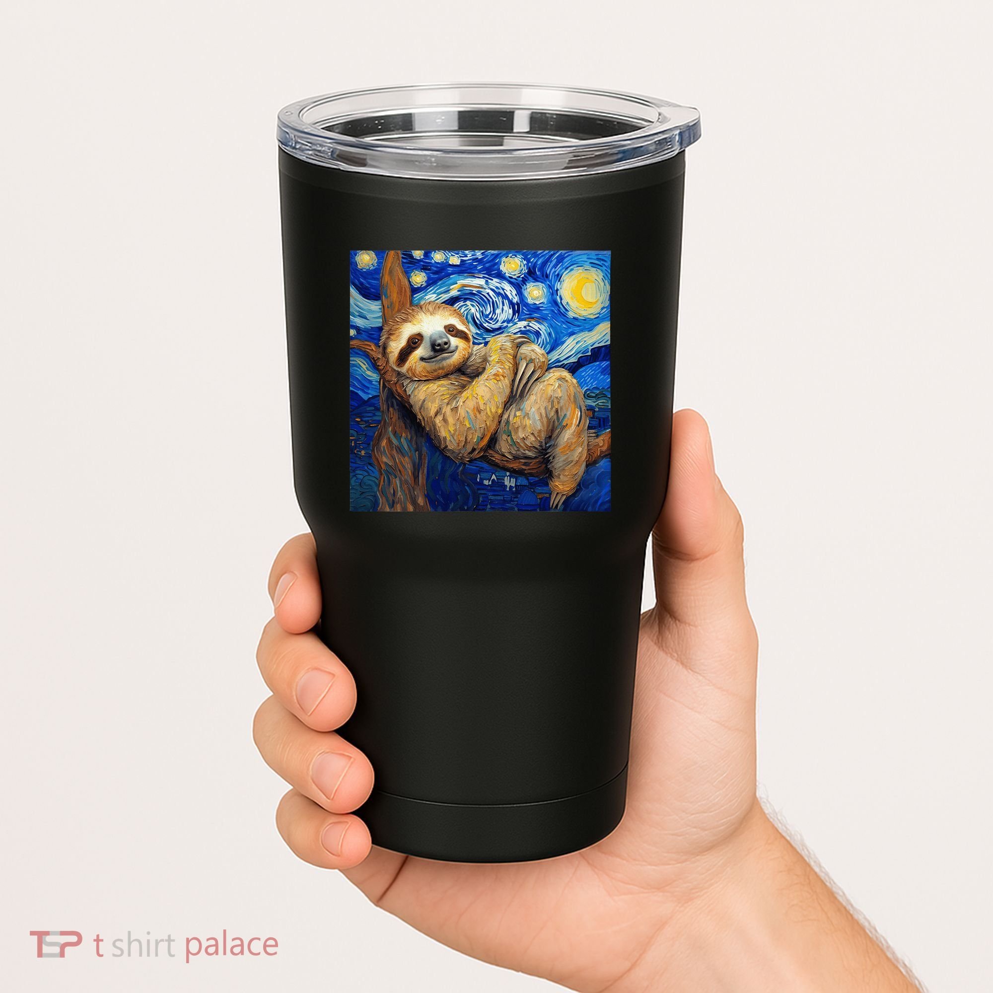 Sloth Van Gogh Style Starry Night Tumbler