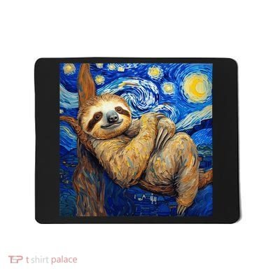 Sloth Van Gogh Style Starry Night Mousepad