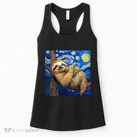 Sloth Van Gogh Style Starry Night Women's Tank Top thumb 0