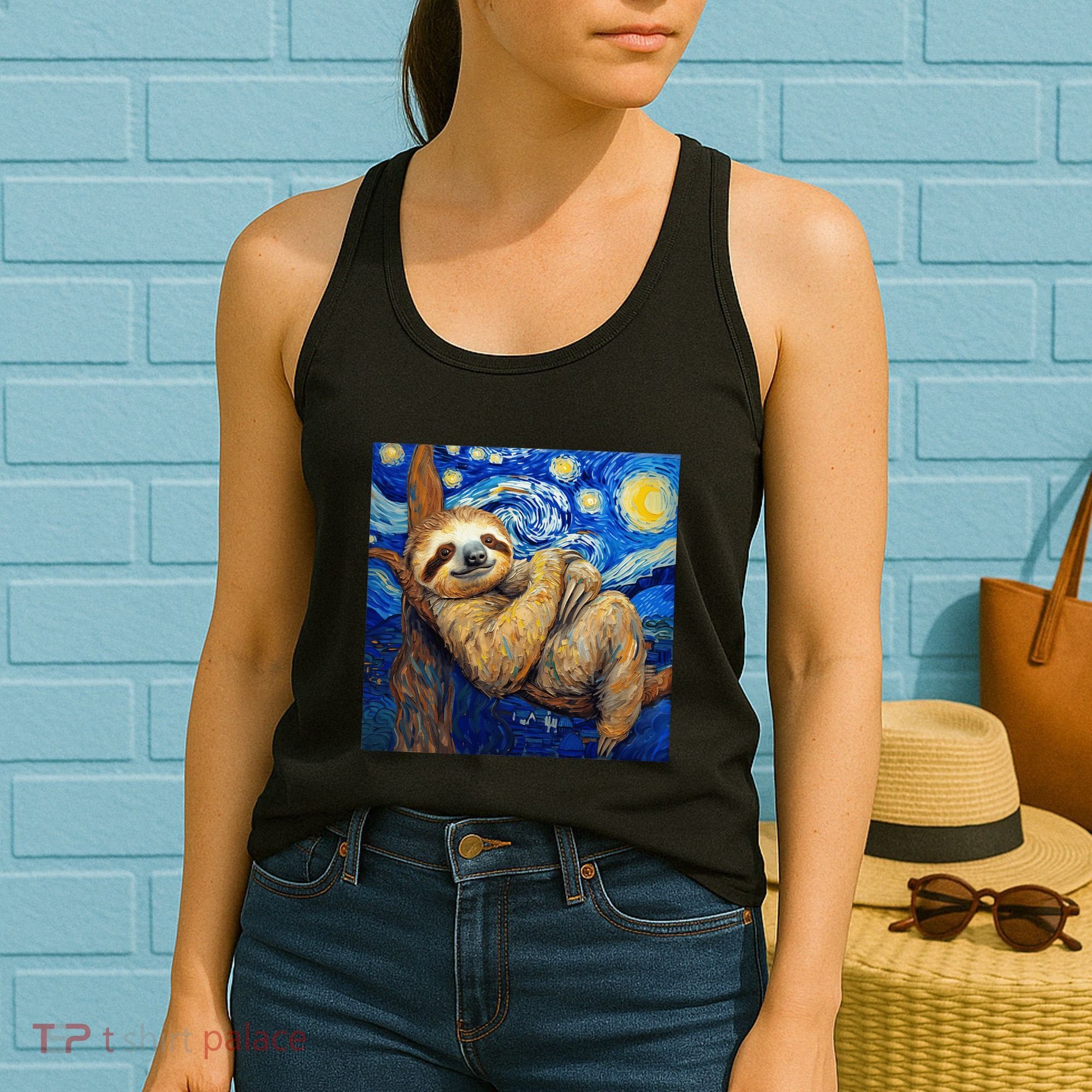 Sloth Van Gogh Style Starry Night Women's Tank Top