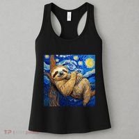 Sloth Van Gogh Style Starry Night Women's Tank Top thumb 3