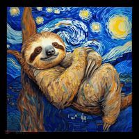 Sloth Van Gogh Style Starry Night Baby Bodysuit thumb 2
