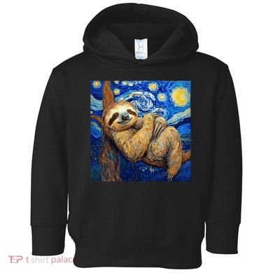 Sloth Van Gogh Style Starry Night Toddler Hoodie