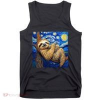 Sloth Van Gogh Style Starry Night Tank Top thumb 0