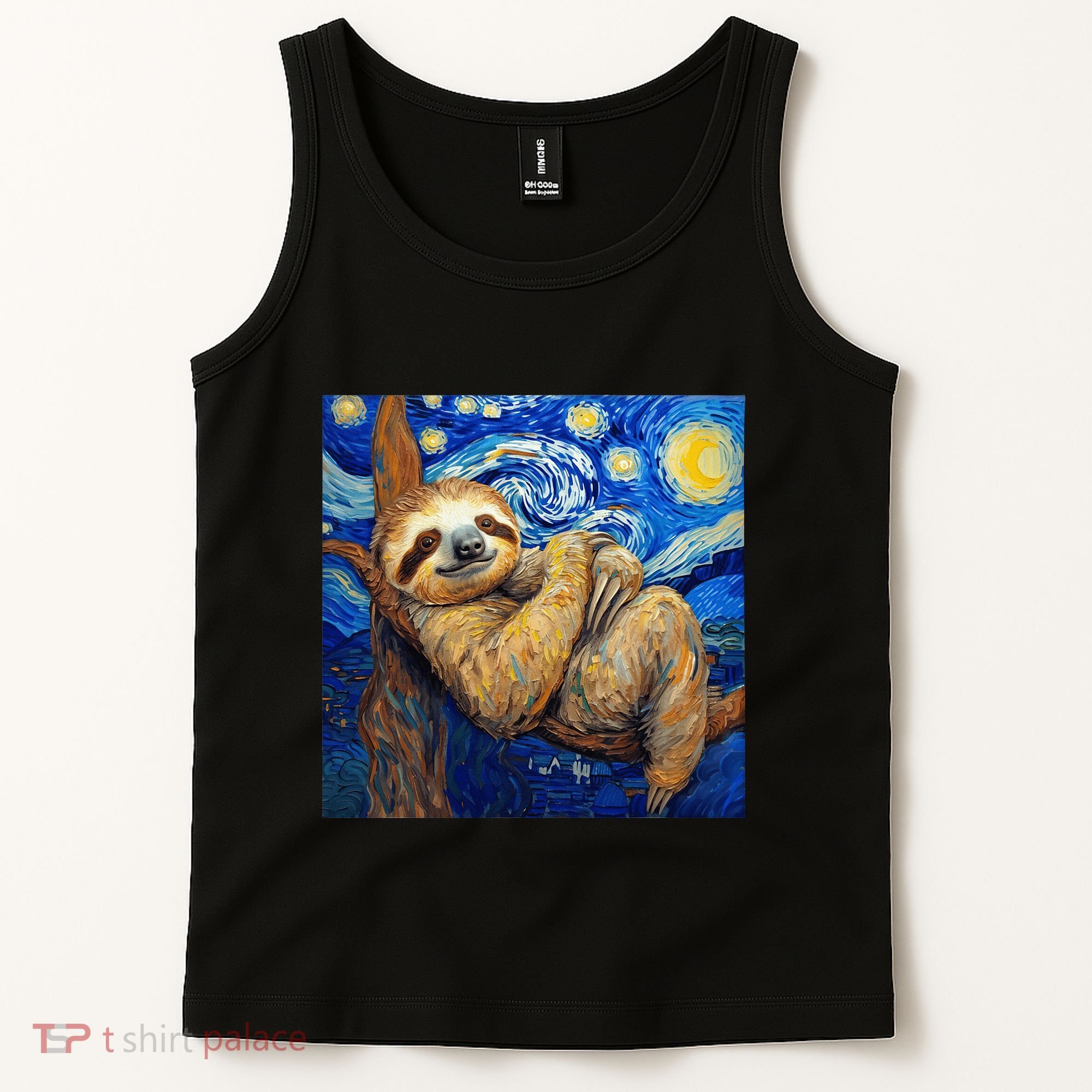Sloth Van Gogh Style Starry Night Tank Top