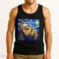 Sloth Van Gogh Style Starry Night Tank Top thumb 3