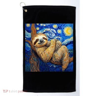 Sloth Van Gogh Style Starry Night Golf Towel