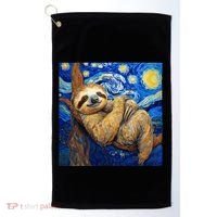 Sloth Van Gogh Style Starry Night Golf Towel thumb 0