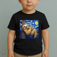 Sloth Van Gogh Style Starry Night Toddler T-Shirt thumb 2
