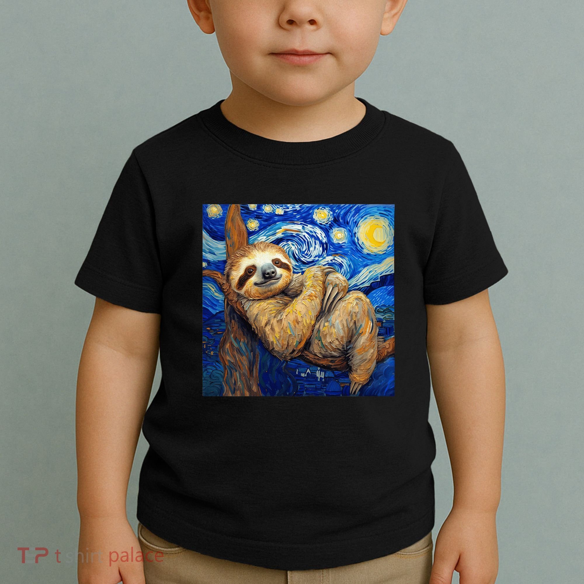 Sloth Van Gogh Style Starry Night Toddler T-Shirt