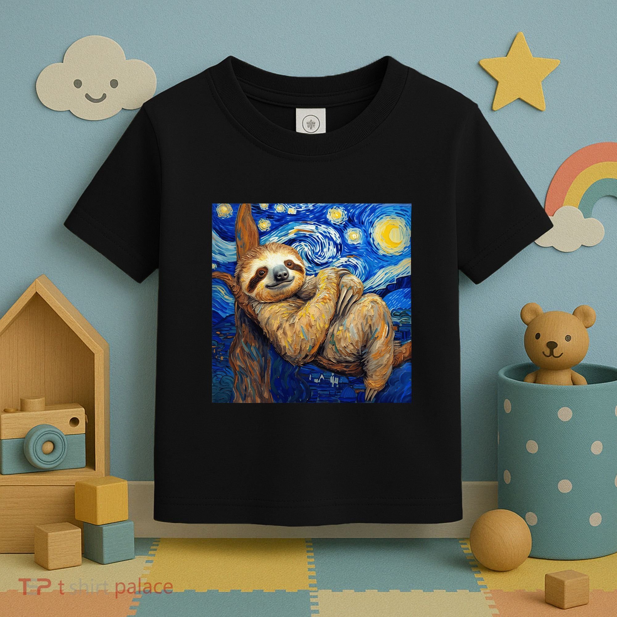 Sloth Van Gogh Style Starry Night Toddler T-Shirt