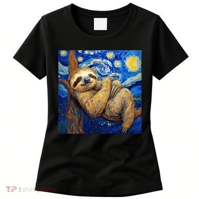 Sloth Van Gogh Style Starry Night Women's T-Shirt