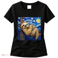 Sloth Van Gogh Style Starry Night Women's T-Shirt thumb 0