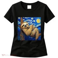 Sloth Van Gogh Style Starry Night Women's T-Shirt thumb 0