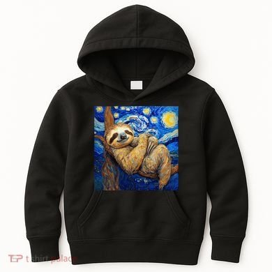 Sloth Van Gogh Style Starry Night Kids Hoodie