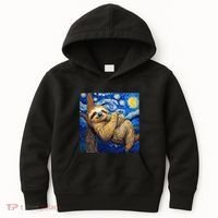 Sloth Van Gogh Style Starry Night Kids Hoodie thumb 0