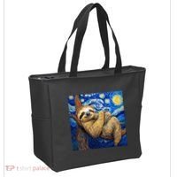 Sloth Van Gogh Style Starry Night Tote Bag thumb 2