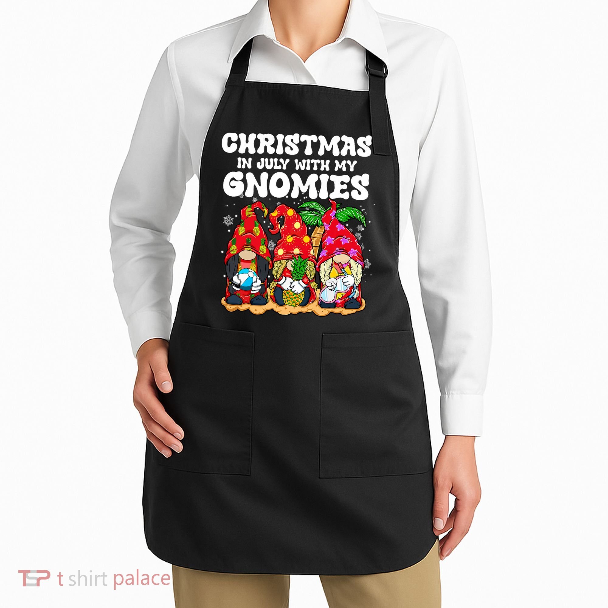 Summer Vacation Gnomes Lover Funny Christmas In July Apron