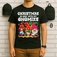 Summer Vacation Gnomes Lover Funny Christmas In July T-Shirt thumb 6