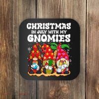Summer Vacation Gnomes Lover Funny Christmas In July Coaster thumb 0