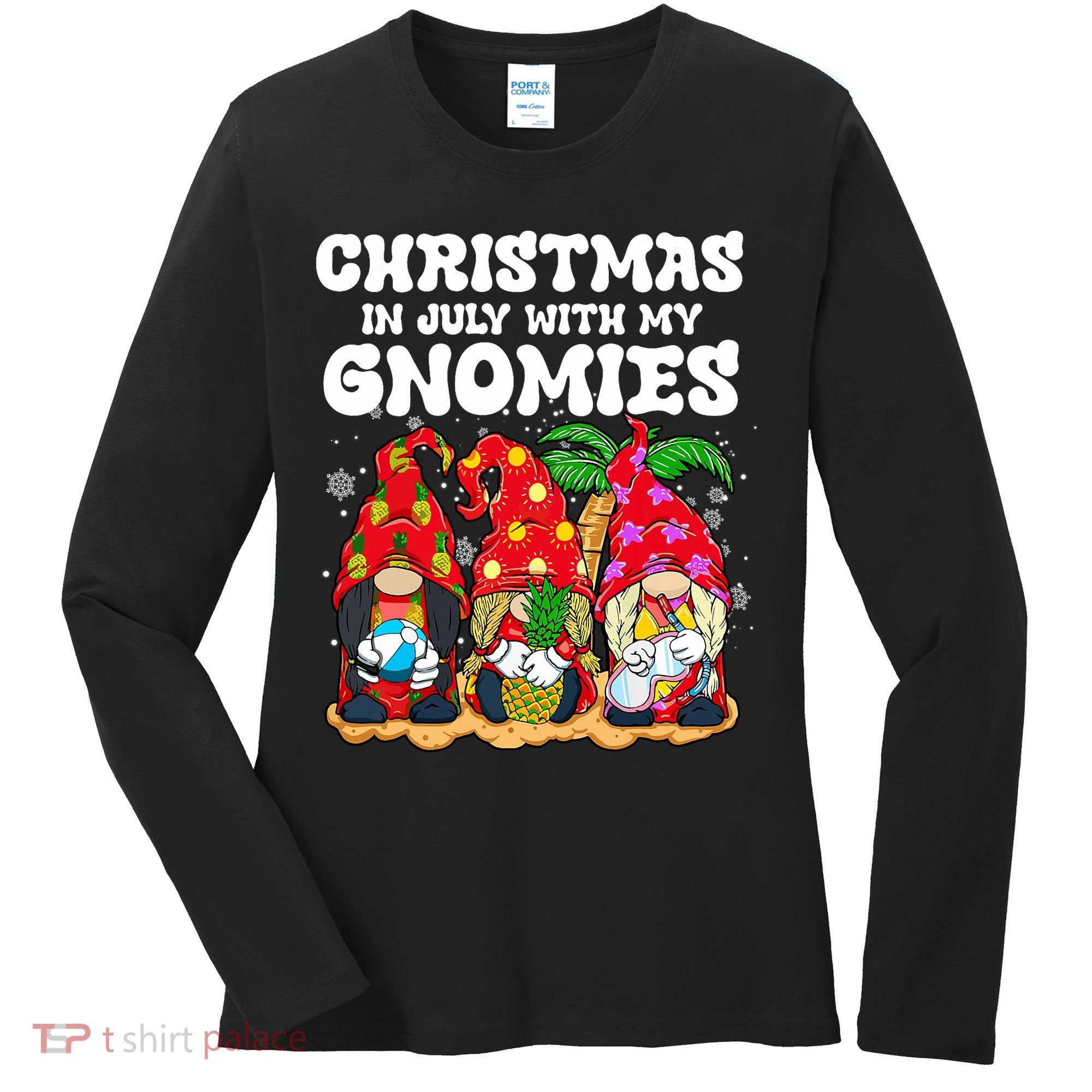 Summer Vacation Gnomes Lover Funny Christmas In July Women's Long Sleeve Shirt